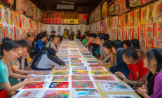 隆回滩头年画村非遗工坊盛大开放，游客定制专属《门神》体验民俗风情