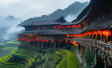绥宁侗寨吊脚楼民宿集群盛大开业，推开窗便是云雾缭绕的梯田风光
